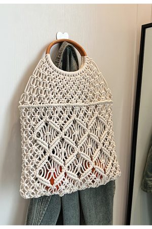 Women's Summer Hollow Woven Tote Bag - Large Capacity Net Straw Beach Vacation Bag 2025