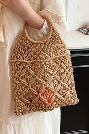 Women's Summer Hollow Woven Tote Bag - Large Capacity Net Straw Beach Vacation Bag 2025