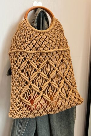 Women's Summer Hollow Woven Tote Bag - Large Capacity Net Straw Beach Vacation Bag 2025