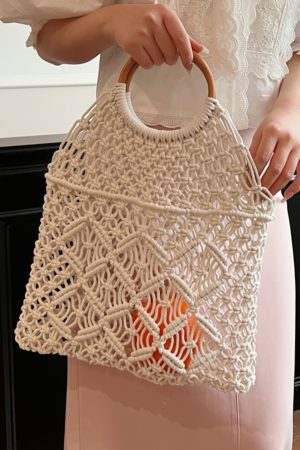 Women's Summer Hollow Woven Tote Bag - Large Capacity Net Straw Beach Vacation Bag 2025