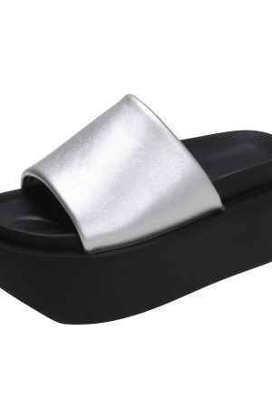 Women's Summer Open-Toe Casual Beach Wedge Slippers - Thick-Soled Height-Increasing Outdoor Shoes for Vacation Style