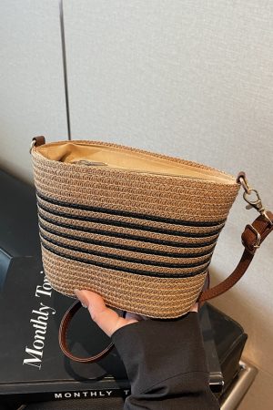 Women's Summer Straw Woven Bucket Bag - Versatile Beach Crossbody Bag for Seaside Vacation - 2025 Trendy Style