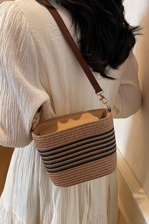 Women's Summer Straw Woven Bucket Bag - Versatile Beach Crossbody Bag for Seaside Vacation - 2025 Trendy Style