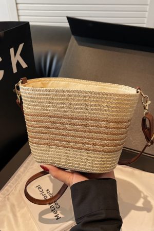 Women's Summer Straw Woven Bucket Bag - Versatile Beach Crossbody Bag for Seaside Vacation - 2025 Trendy Style