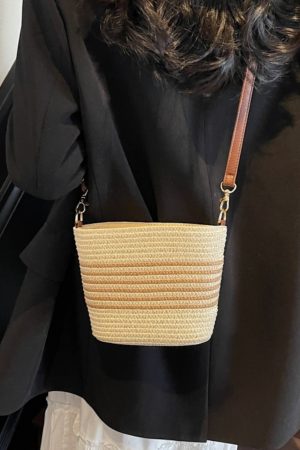 Women's Summer Straw Woven Bucket Bag - Versatile Beach Crossbody Bag for Seaside Vacation - 2025 Trendy Style