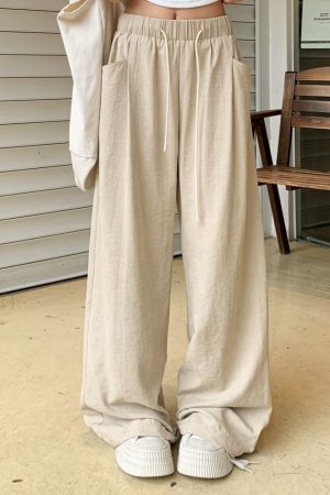 Women's Summer Wide-Leg Casual Pants - Versatile Thin Textured Milk Fiber Draped Design