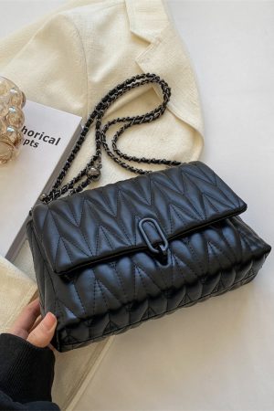 Women's Textured Embroidered Shoulder Bag - Versatile Summer Chain Crossbody Bag for High-End Style 2025