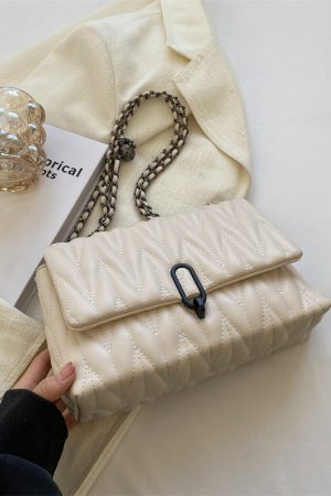 Women's Textured Embroidered Shoulder Bag - Versatile Summer Chain Crossbody Bag for High-End Style 2025