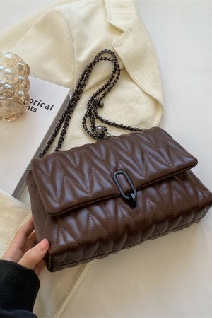 Women's Textured Embroidered Shoulder Bag - Versatile Summer Chain Crossbody Bag for High-End Style 2025