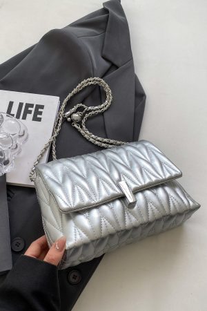 Women's Textured Embroidered Shoulder Bag - Versatile Summer Chain Crossbody Bag for High-End Style 2025