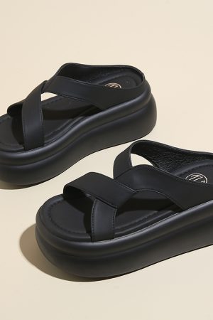 Women's Thick-Soled Platform Sandals - 2025 Summer Style High-Heeled Casual Flip-Flops for Beach Fashion