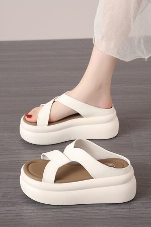 Women's Thick-Soled Platform Sandals - 2025 Summer Style High-Heeled Casual Flip-Flops for Beach Fashion