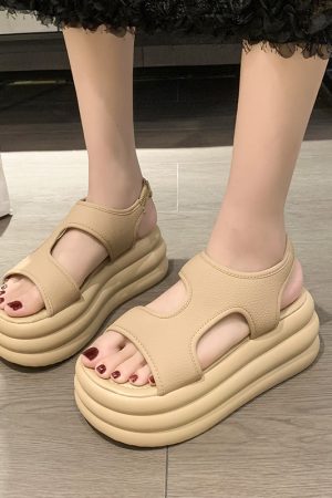 Women's Versatile Open-Toe Thick-Soled Cross-Strap Beach Sandals 2025 Summer Roman Style Soft Sole Elastic Band Footwear