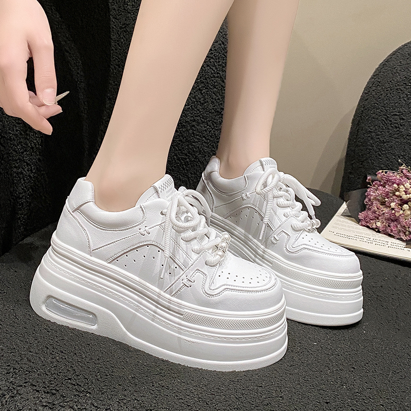 Women's White Thick-Soled Sneakers - Casual Platform Sport Shoes for Petite Height Increase - 2024 Spring/Summer Collection Women's White Thick-Soled Sneakers - Casual Platform Sport Shoes for Petite Height Increase - 2024 Spring/Summer Collection