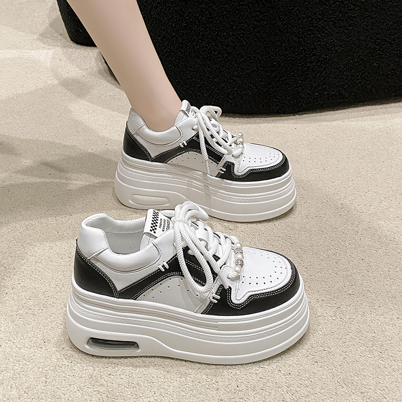 Women's White Thick-Soled Sneakers - Casual Platform Sport Shoes for Petite Height Increase - 2024 Spring/Summer Collection Women's White Thick-Soled Sneakers - Casual Platform Sport Shoes for Petite Height Increase - 2024 Spring/Summer Collection
