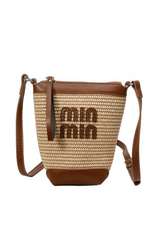 Woven Straw Bucket Bag for Women - Summer Seaside Vacation Crossbody Phone Bag 2025