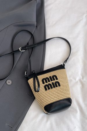 Woven Straw Bucket Bag for Women - Summer Seaside Vacation Crossbody Phone Bag 2025