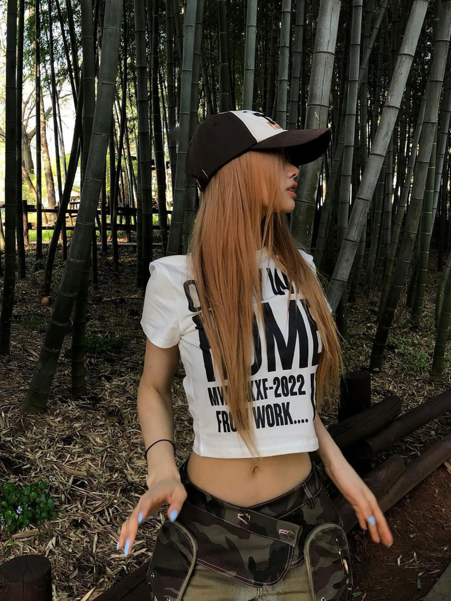 Y2K American Retro Basic Letter Off-Shoulder Slim Fit Short Sleeve Crop Top for Women, Trendy Millennial Style Y2K American Retro Basic Letter Off-Shoulder Slim Fit Short Sleeve Crop Top for Women, Trendy Millennial Style