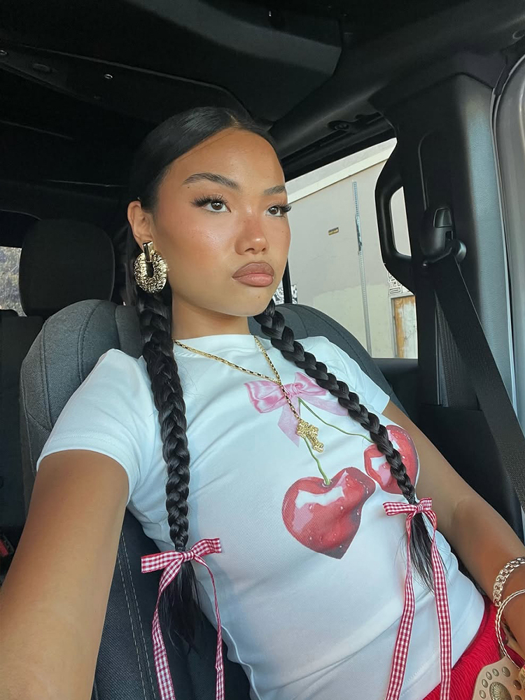 Y2K American Retro Cherry Print Off-Shoulder Short Sleeve Crop Top for Women, Slim Fit, Trendy Fashion Statement Y2K American Retro Cherry Print Off-Shoulder Short Sleeve Crop Top for Women, Slim Fit, Trendy Fashion Statement