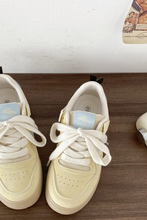 Yellow Apple Graffiti Platform Sneakers for Women - 2025 Retro Thick-Soled Casual Sports Shoes