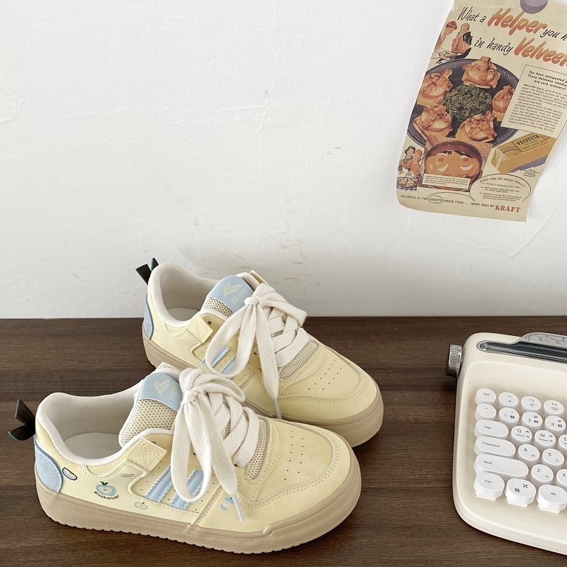 Yellow Apple Graffiti Platform Sneakers for Women - 2025 Retro Thick-Soled Casual Sports Shoes Yellow Apple Graffiti Platform Sneakers for Women - 2025 Retro Thick-Soled Casual Sports Shoes