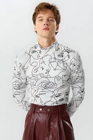 Abstract Faces Gloves Top