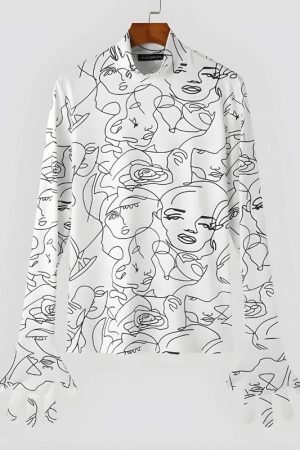 Abstract Faces Gloves Top