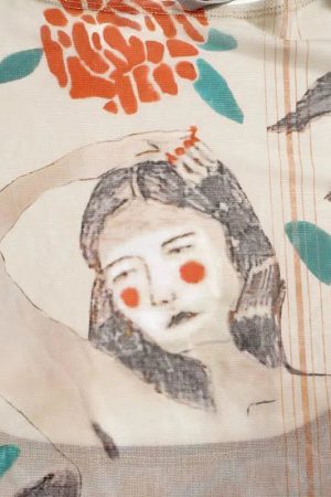 Abstract Woman Backless Crop Top