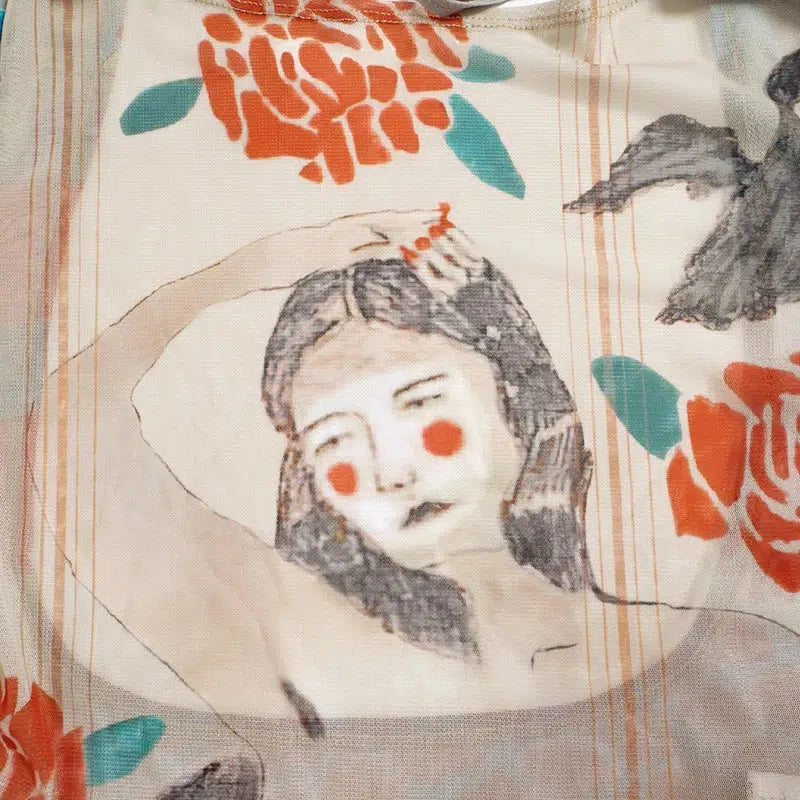 Abstract Woman Backless Crop Top Abstract Woman Backless Crop Top