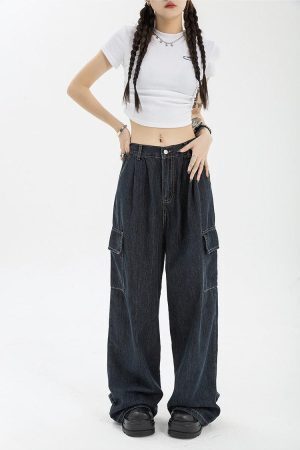 Acubi Dark Wash Cargo Jeans