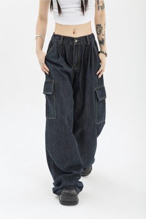 Acubi Dark Wash Cargo Jeans