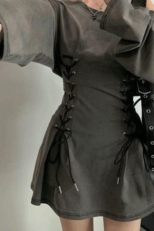 Acubi Smoke Lace Up Mini Dress