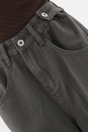 Adjustable Waist Baggy Denim Jeans