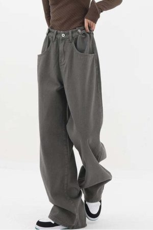 Adjustable Waist Baggy Denim Jeans