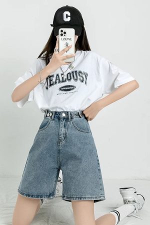 Adjustable Waist Denim Shorts