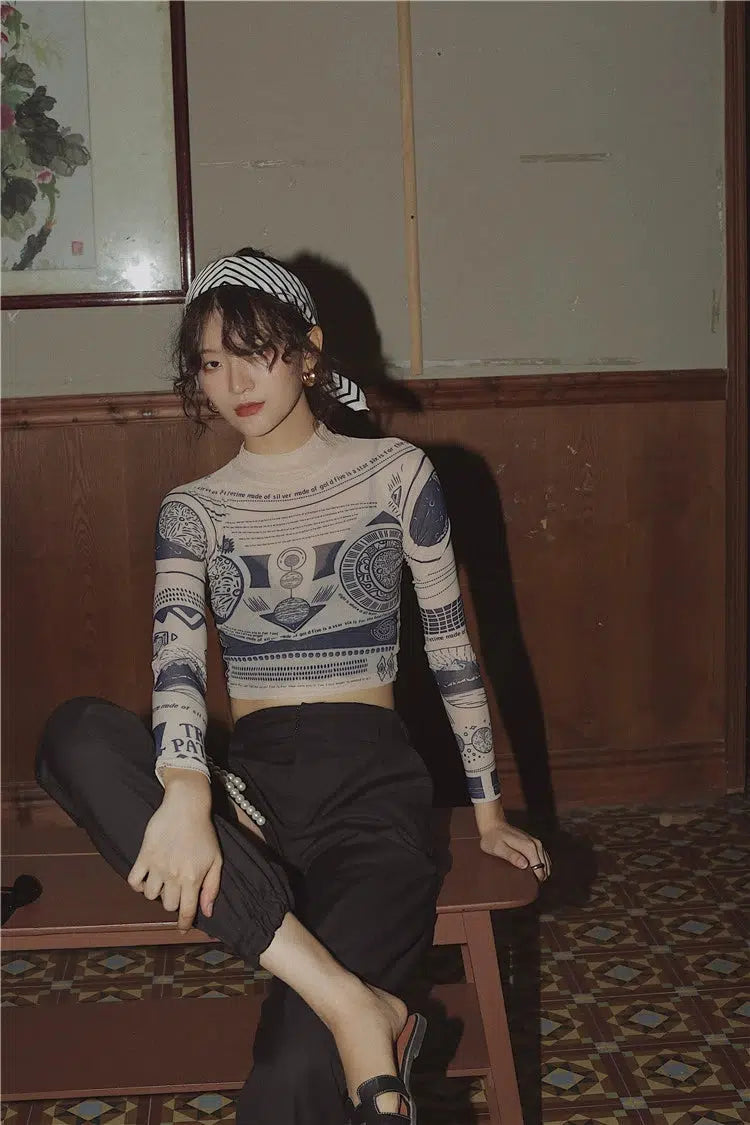 Ancient Egyptian Mystique Symbol Crop Top Ancient Egyptian Mystique Symbol Crop Top