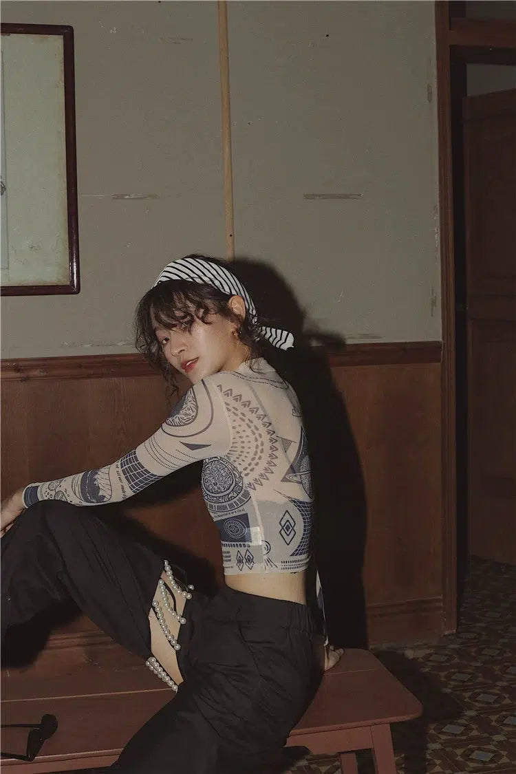 Ancient Egyptian Mystique Symbol Crop Top Ancient Egyptian Mystique Symbol Crop Top