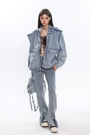Asymmetric Design Denim Jacket