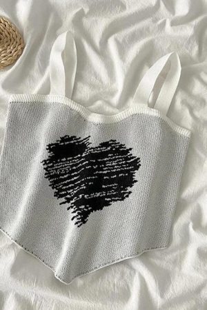 Asymmetric Heart Knitted Crop Top