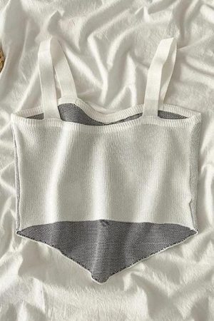 Asymmetric Heart Knitted Crop Top