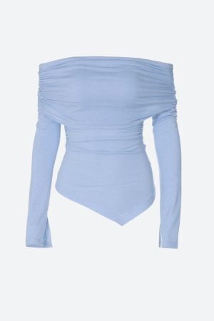 Asymmetric Ruched Off Shoulder Top