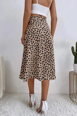 Asymmetric Tie Side Wrap Midi Skirt