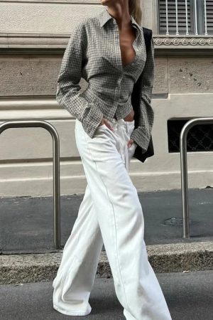 Back Tie Plaid Shirt