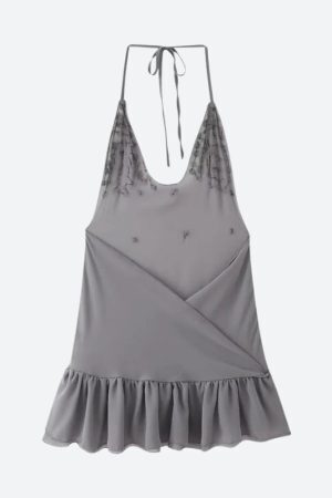 Backless Button Mini Dress