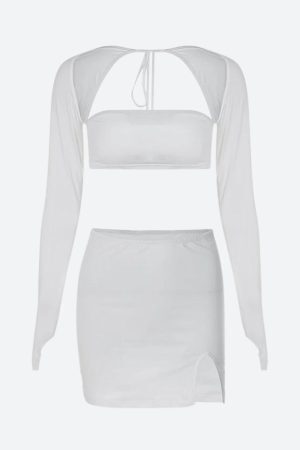 Baddie Crop Top & Slit Mini Skirt Two Piece Set