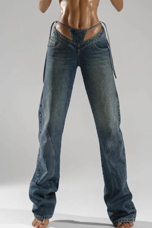 Baddie Cut Out Low Rise Denim Jeans