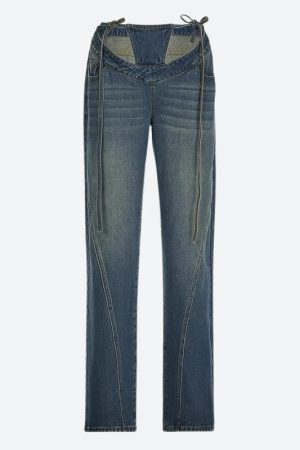 Baddie Cut Out Low Rise Denim Jeans