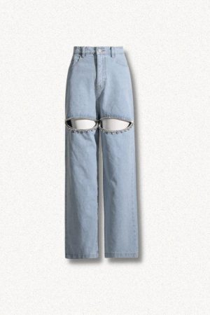 Baddie Embellished Cut-Out Jeans