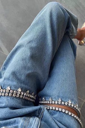 Baddie Embellished Cut-Out Jeans