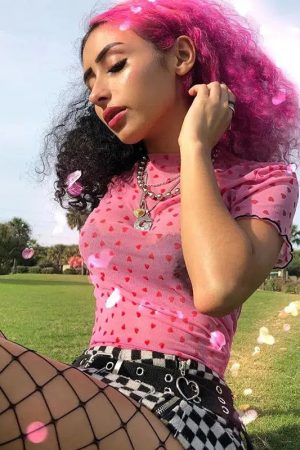 Baddie Heart Mesh Crop Top